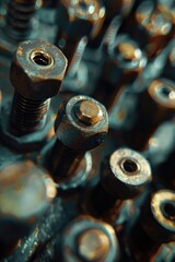Poster - Close up of nuts and bolts, useful for industrial concepts