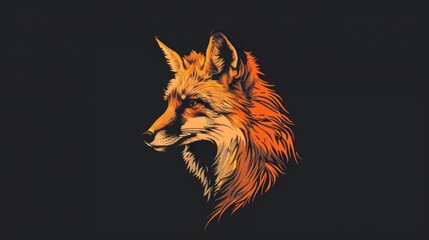 Aufkleber - Close up of a fox's head on a black background. Suitable for wildlife concepts