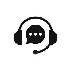 Aufkleber - Support service icon. Customer support black vector icon. Call center symbol with chat speech bubble icon