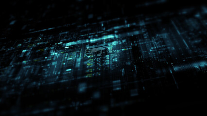 Leinwandbilder - Futuristic screen display matrix, hi-tech digital data telemetry with encrypted numbers, display dynamic background for computer desktop screen display format