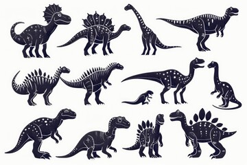 Poster - A diverse collection of different types of dinosaurs. Ideal for educational materials or children's books