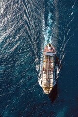 Poster - A large boat traveling across a body of water. Suitable for travel brochures