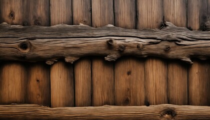 Poster - A wooden plank with a lot of holes and a rough texture