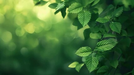 Poster - A leafy green tree with a bright green leafy branch. The leaves are full and lush, and the sunlight is shining through the leaves, creating a beautiful and serene atmosphere