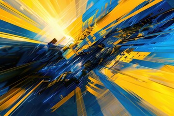 Poster - A vibrant yellow and blue background for design projects. Perfect for adding a pop of color