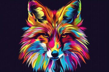 Poster - Vibrant fox stands out against dark backdrop. Ideal for wildlife concepts