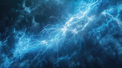 Poster - A powerful lightning bolt illuminating the sky. Suitable for weather-related designs