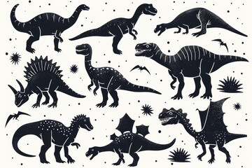 Poster - A collection of different dinosaur species. Suitable for educational purposes
