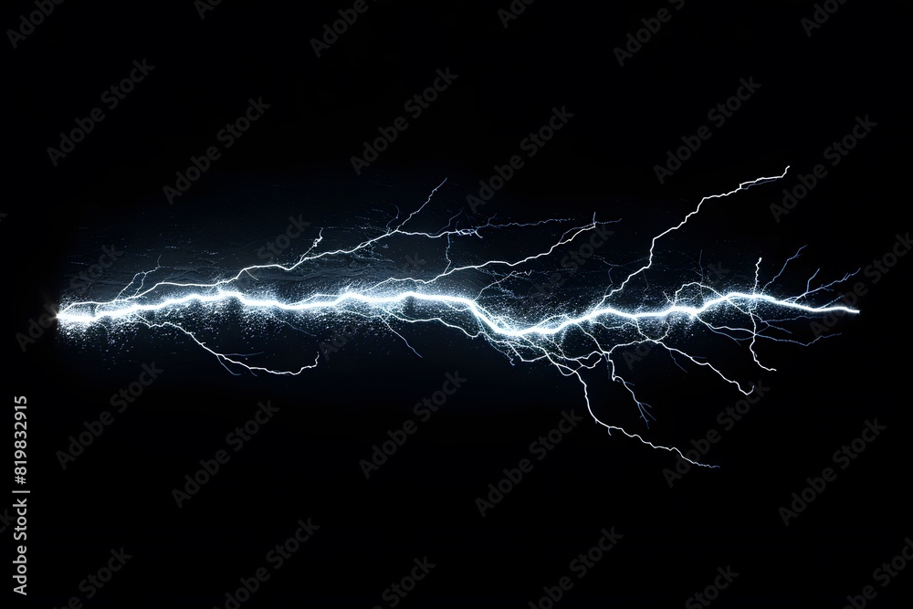 Dynamic Electric Lightning Strike on Black Background - Energy, Power ...