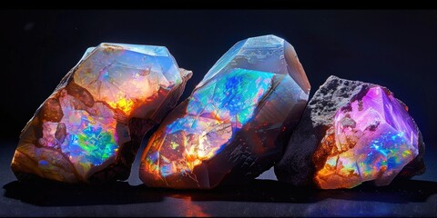Poster - Colorful rocks displayed on a table, suitable for interior design projects