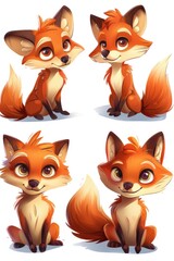 Poster - Collection of four different poses of a fox. Ideal for animal lovers and wildlife enthusiasts