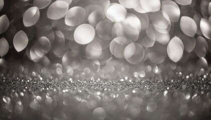 Poster - silver glittering christmas lights blurred abstract holiday background