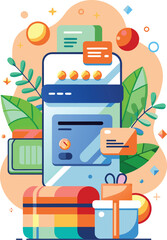 Poster - Flat illustration of a credit card payment, vector illustration.