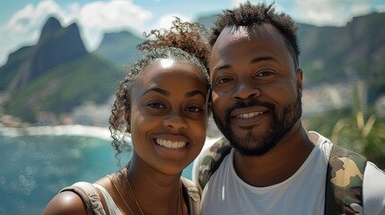 Plus size couple posing for a photo in front of a famous landmark