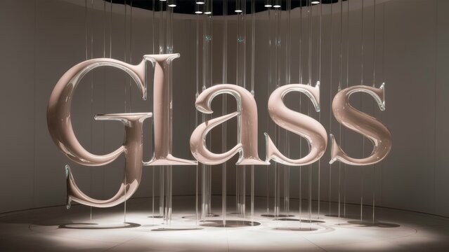 A glass sculpture with the word 
