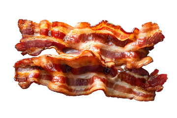Wall Mural - Crispy  fried bacon slice isolated on transparent background