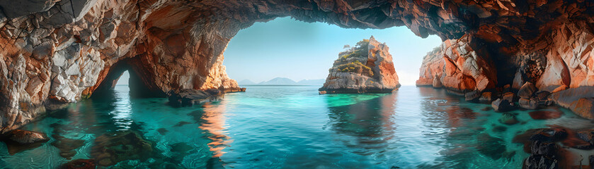 Wall Mural - Exploring Portugal s Hidden Grottoes: Stunning Rock Formations and Crystal Clear Waters Create Magical Experience