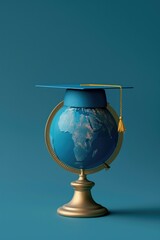 Wall Mural - A globe with a graduation cap on top. Perfect for educational concepts