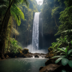 Wall Mural - waterfall in the jungle