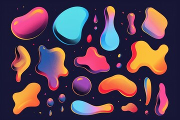 Poster - various colored shapes on a dark backdrop, suitable for graphic design projects