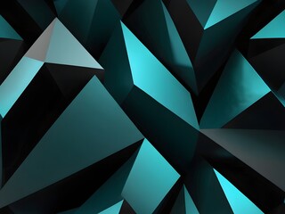 Wall Mural - Abstract prisms, cyan and black, dynamic texture, generative AI