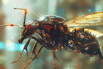 Poster - Close up of a bug with a clock on its back, suitable for time management concepts