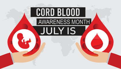 Wall Mural - cord blood awareness month observed every year in July. Template for background, banner, card, poster with text inscription.