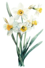 Wall Mural - A vibrant painting of white and yellow flowers. Perfect for adding a pop of color to any space