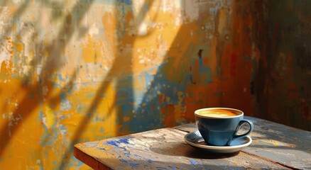 Sticker - Cup of Coffee on Table by Window