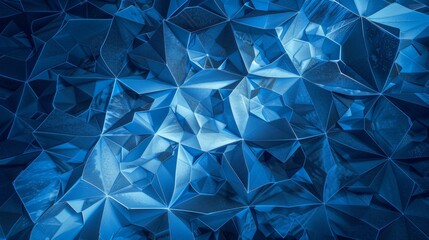 Poster - Vibrant Aerial View of Symmetrical Cyanotype Prints Configuration in Natural Light, Highlighting Intricate Geometric Patterns
