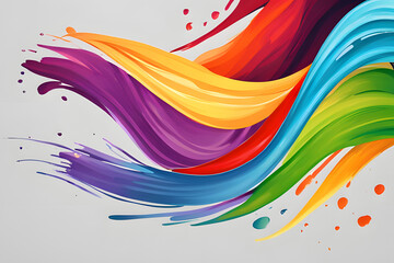 Wall Mural - A vibrant swirl of colorful paint in various shades explodes across a clean white background. 