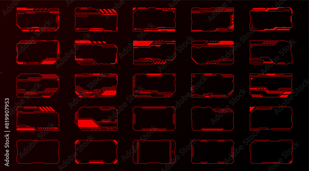 red abstract frames technology futuristic interface hud vector design ...