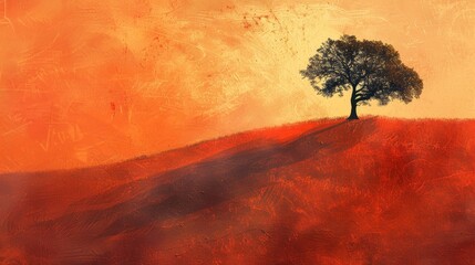 Capture the solitude of a lone tree on a hill