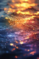 Canvas Print - A close up of a water surface with bubbles and light, AI