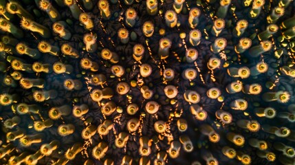 Poster - Aerial View of Patterned Arrangement of Golden Star Martinis with Geometric Textured Background Under Bright Natural Light