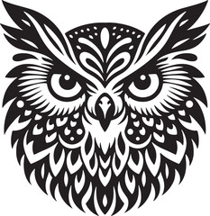 Wall Mural - Eagle owl abstract minimal vector illustration logo or icon, clip art, drawing isolated on white background