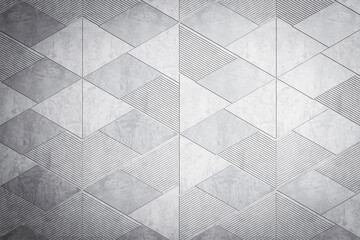 Poster - Abstract geometric pattern of textured tiles, modern and creative design, on a neutral gray background, concept of minimalism. 3D Rendering