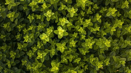 Poster - Symmetrical Aerial View of Lush Green Stevia Leaves Pattern with Natural Lighting and Geometric Design