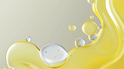 Wall Mural - Oil bubbles collagen skin serum. concept skin care cosmetics.