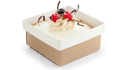 Aufkleber - Takeaway cake box isolated on white background with clipping path : Generative AI