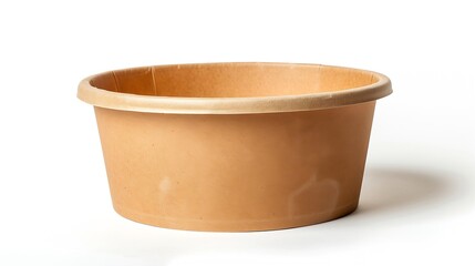 Aufkleber - Front view of brown disposable paper bowl with plastic lid isolated on white : Generative AI