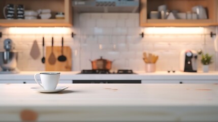 Poster - Background of kitchen interior and pedestal of free space for your decoration : Generative AI