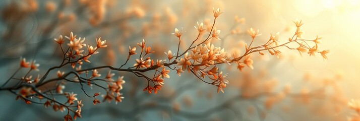 Detailed view of a tree branch covered in vibrant orange leaves