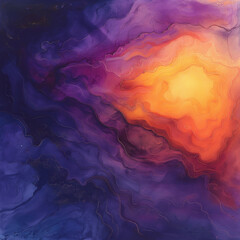 Wall Mural - A painting of a colorful galaxy with purple and orange swirls