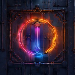 Poster - A neon sign with the letter I in the center