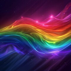 Poster - A colorful rainbow with stars in the background