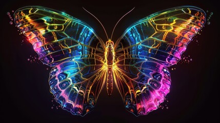 Aufkleber - A colorful butterfly with a black background