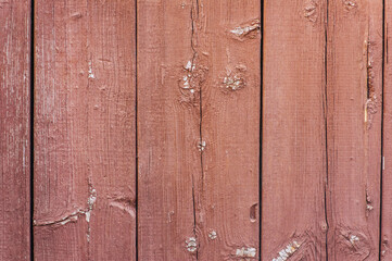 Wall Mural - Background, texture of old brown wooden boards of the wall, doors with peeled paint. Close-up photo.