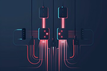 Poster - Computer-generated visual of a complex network of wires in a quantum computer system