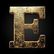 © marco - e capital letter in gold metal on a dark background